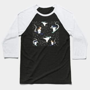 Iceskating, Snowboarding, Skiing Polar Bears Cute Pattern Digital Illustration Baseball T-Shirt